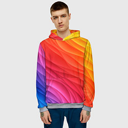 Толстовка-худи мужская Разноцветные цифровые волны, цвет: 3D-меланж — фото 2