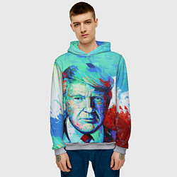 Толстовка-худи мужская Дональд Трамп арт, цвет: 3D-меланж — фото 2