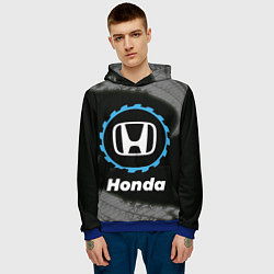 Толстовка-худи мужская Honda в стиле Top Gear со следами шин на фоне, цвет: 3D-синий — фото 2