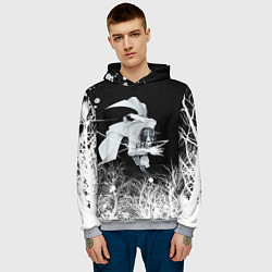 Толстовка-худи мужская Белый Неон над лесом White Neon, цвет: 3D-меланж — фото 2