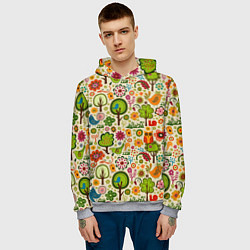 Толстовка-худи мужская COLORED FOREST ANIMALS, цвет: 3D-меланж — фото 2