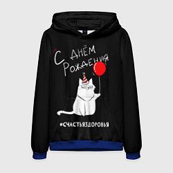 Толстовка-худи мужская Birtday from sincere cat, цвет: 3D-синий