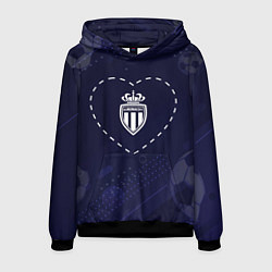 Толстовка-худи мужская Лого Monaco в сердечке на фоне мячей, цвет: 3D-черный