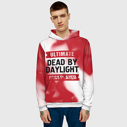 Толстовка-худи мужская Dead by Daylight: красные таблички Best Player и U, цвет: 3D-белый — фото 2