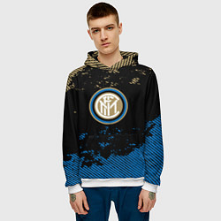 Толстовка-худи мужская Inter logo, цвет: 3D-белый — фото 2