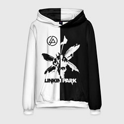 Толстовка-худи мужская Linkin Park логотип черно-белый, цвет: 3D-белый