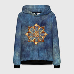 Толстовка-худи мужская Мандала-цветок, цвет: 3D-черный