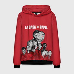 Толстовка-худи мужская Бумажный дом персонажи, цвет: 3D-черный