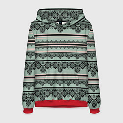 Толстовка-худи мужская Black lace черное кружево, цвет: 3D-красный