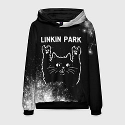 Толстовка-худи мужская Группа Linkin Park и Рок Кот, цвет: 3D-черный