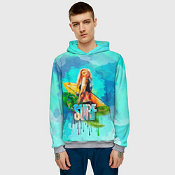 Толстовка-худи мужская Surf - девушка, цвет: 3D-меланж — фото 2