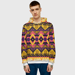 Толстовка-худи мужская Африканский узор орнамент из шерсти Africa Wool Pa, цвет: 3D-белый — фото 2