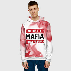 Толстовка-худи мужская Mafia: красные таблички Best Player и Ultimate, цвет: 3D-белый — фото 2