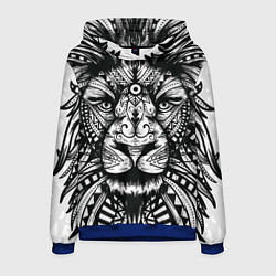 Толстовка-худи мужская Черно белый Африканский Лев Black and White Lion, цвет: 3D-синий
