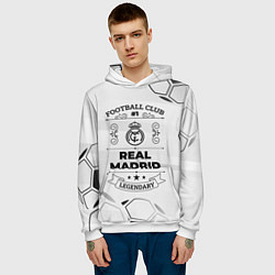 Толстовка-худи мужская Real Madrid Football Club Number 1 Legendary, цвет: 3D-белый — фото 2