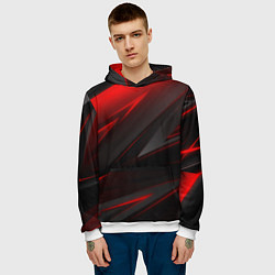 Толстовка-худи мужская Red and Black Geometry, цвет: 3D-белый — фото 2
