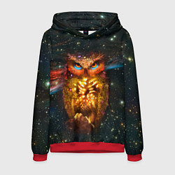 Толстовка-худи мужская Космический взгляд совы, цвет: 3D-красный