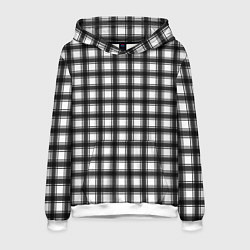 Толстовка-худи мужская Black and white trendy checkered pattern, цвет: 3D-белый