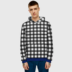 Толстовка-худи мужская Black and white trendy checkered pattern, цвет: 3D-синий — фото 2