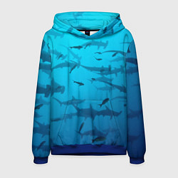 Толстовка-худи мужская Акулы - океан, цвет: 3D-синий