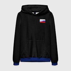 Толстовка-худи мужская ФЛАГ РОССИЙСКАЯ ФЕДЕРАЦИЯ, цвет: 3D-синий