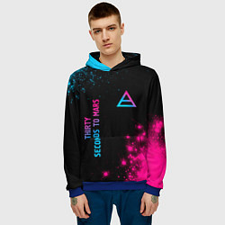 Толстовка-худи мужская Thirty Seconds to Mars Neon Gradient, цвет: 3D-синий — фото 2