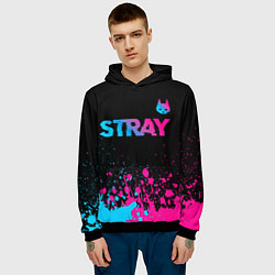 Толстовка-худи мужская Stray - neon gradient logo, цвет: 3D-черный — фото 2