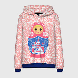 Толстовка-худи мужская Матрешка в узорах, цвет: 3D-синий