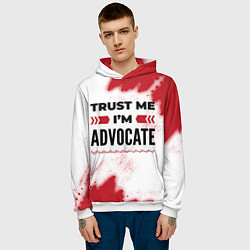 Толстовка-худи мужская Trust me Im advocate white, цвет: 3D-белый — фото 2