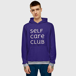 Толстовка-худи мужская Self care club blue, цвет: 3D-меланж — фото 2