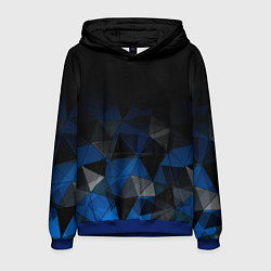 Толстовка-худи мужская Черно-синий геометрический, цвет: 3D-синий