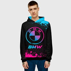 Толстовка-худи мужская BMW - neon gradient, цвет: 3D-черный — фото 2