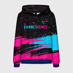 Толстовка-худи мужская Evanescence - neon gradient: символ сверху, цвет: 3D-синий