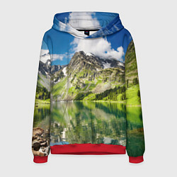 Толстовка-худи мужская Живописное горное озеро, цвет: 3D-красный