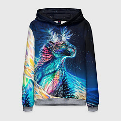 Толстовка-худи мужская Неоновый сказочный леопард, цвет: 3D-меланж