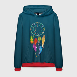 Толстовка-худи мужская Ловец снов - индейский амулет, цвет: 3D-красный