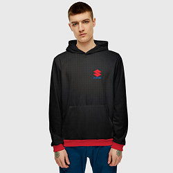 Толстовка-худи мужская Suzuki - карбон, цвет: 3D-красный — фото 2