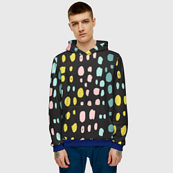 Толстовка-худи мужская Разноцветные абстрактные пятна, цвет: 3D-синий — фото 2