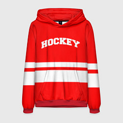 Толстовка-худи мужская Hockey - две волосы, цвет: 3D-красный