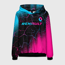 Толстовка-худи мужская Renault - neon gradient: символ сверху, цвет: 3D-черный