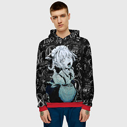 Толстовка-худи мужская Надзуна Нанакуса - Песнь ночных сов, цвет: 3D-красный — фото 2