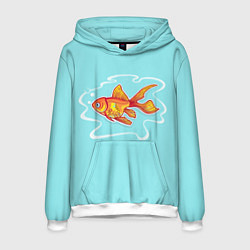 Толстовка-худи мужская Загадай желание: Золотая рыбка, цвет: 3D-белый
