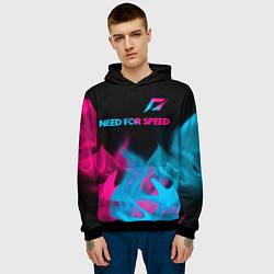 Толстовка-худи мужская Need for Speed - neon gradient: символ сверху, цвет: 3D-черный — фото 2