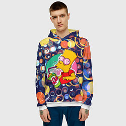 Толстовка-худи мужская Bart Simpson пьёт лимонад, цвет: 3D-белый — фото 2