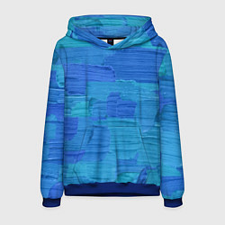 Толстовка-худи мужская Синие мазки краски, цвет: 3D-синий