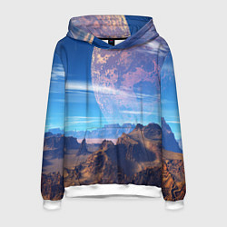 Толстовка-худи мужская Фантастическая планета, цвет: 3D-белый