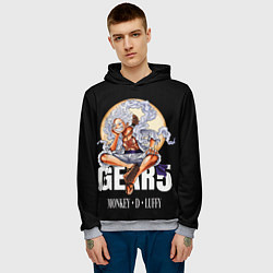 Толстовка-худи мужская Монки Д Луффи 5 гир - One Piece, цвет: 3D-меланж — фото 2