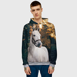 Толстовка-худи мужская Белая лошадка, цвет: 3D-меланж — фото 2