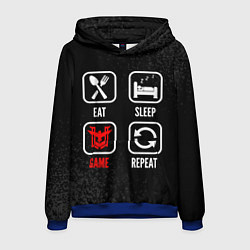 Толстовка-худи мужская Eat, sleep, Free Fire, repeat, цвет: 3D-синий