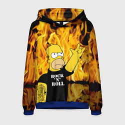 Толстовка-худи мужская Homer Simpson - Rock n Roll!, цвет: 3D-синий